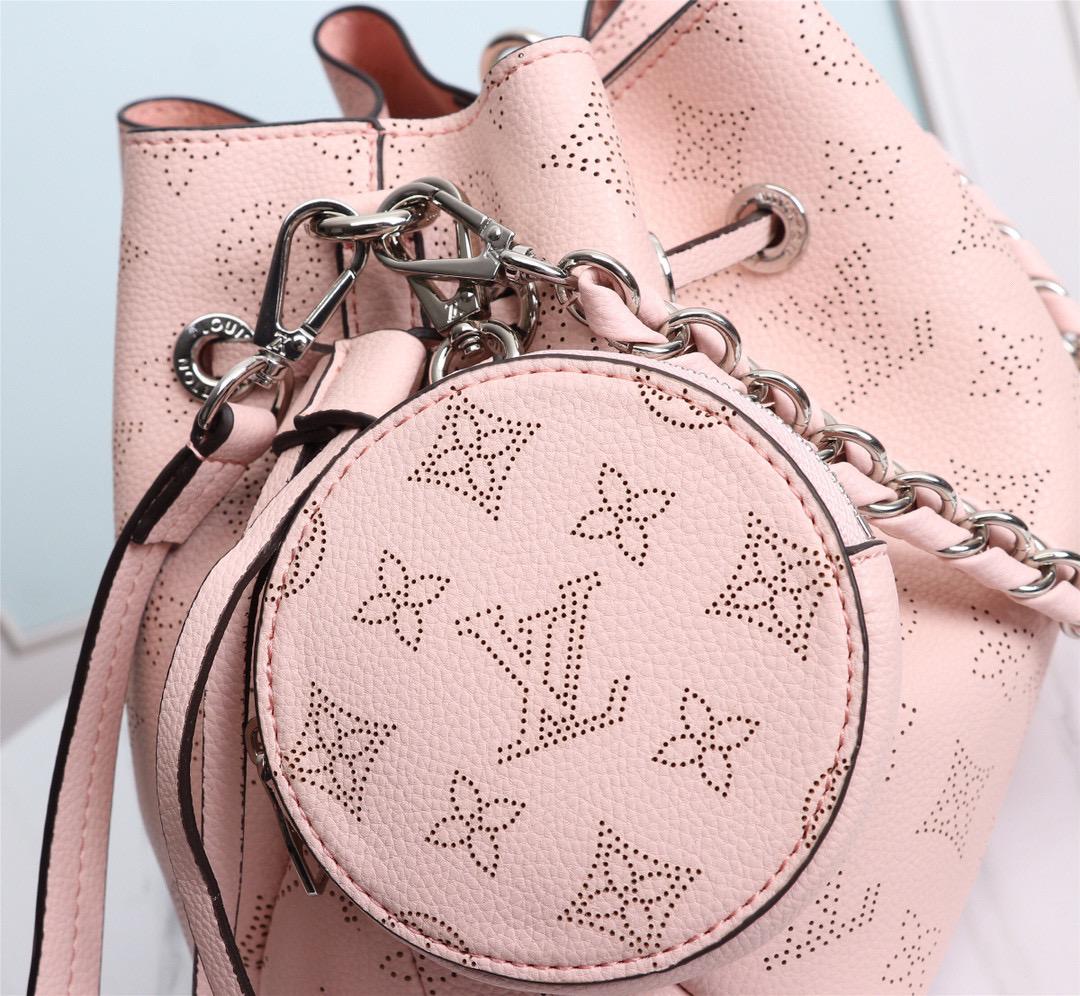 LV Bella Bucket Bag Mahina Magnolia Pink For Women, Women’s Handbags, Shoulder And Crossbody Bags 7.5in/22cm LV M57068