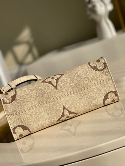 LV Onthego PM Monogram Empreinte Tourterelle Grey/Beige For Women,  Shoulder And Crossbody Bags 9.8in/25cm LV M45654