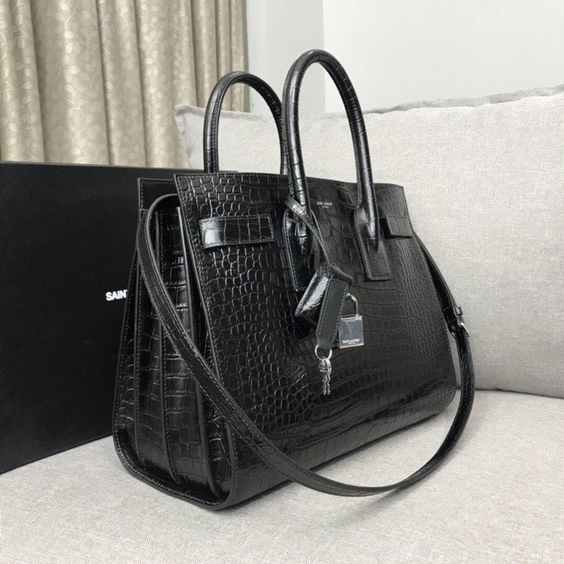 YSSL Sac De Jour Small In Embossed Crocodile Black For Women 12.5in/32cm YSL  378299DND1N1000