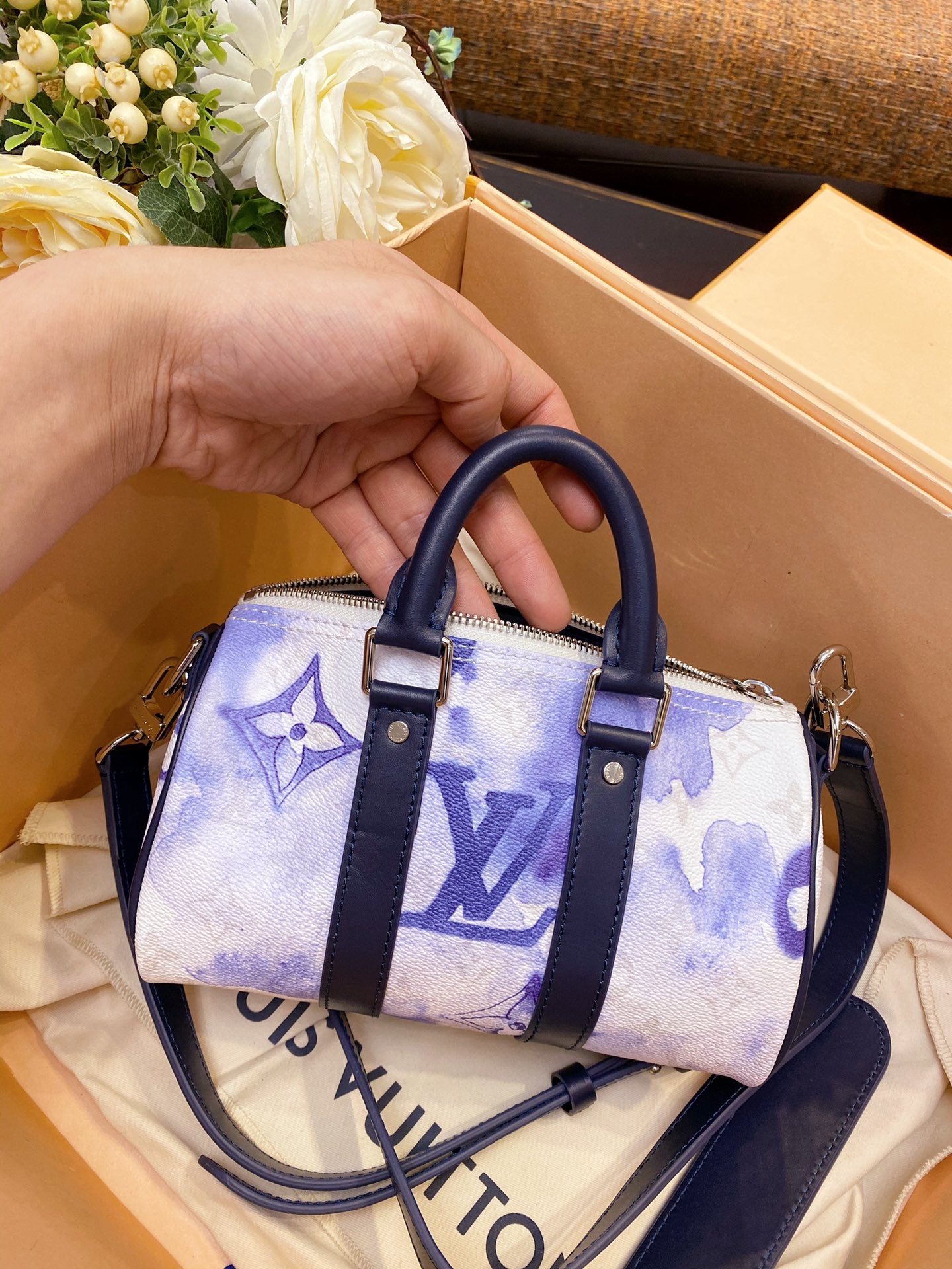 LV Keepall Xs Nano 21cm White-Blue