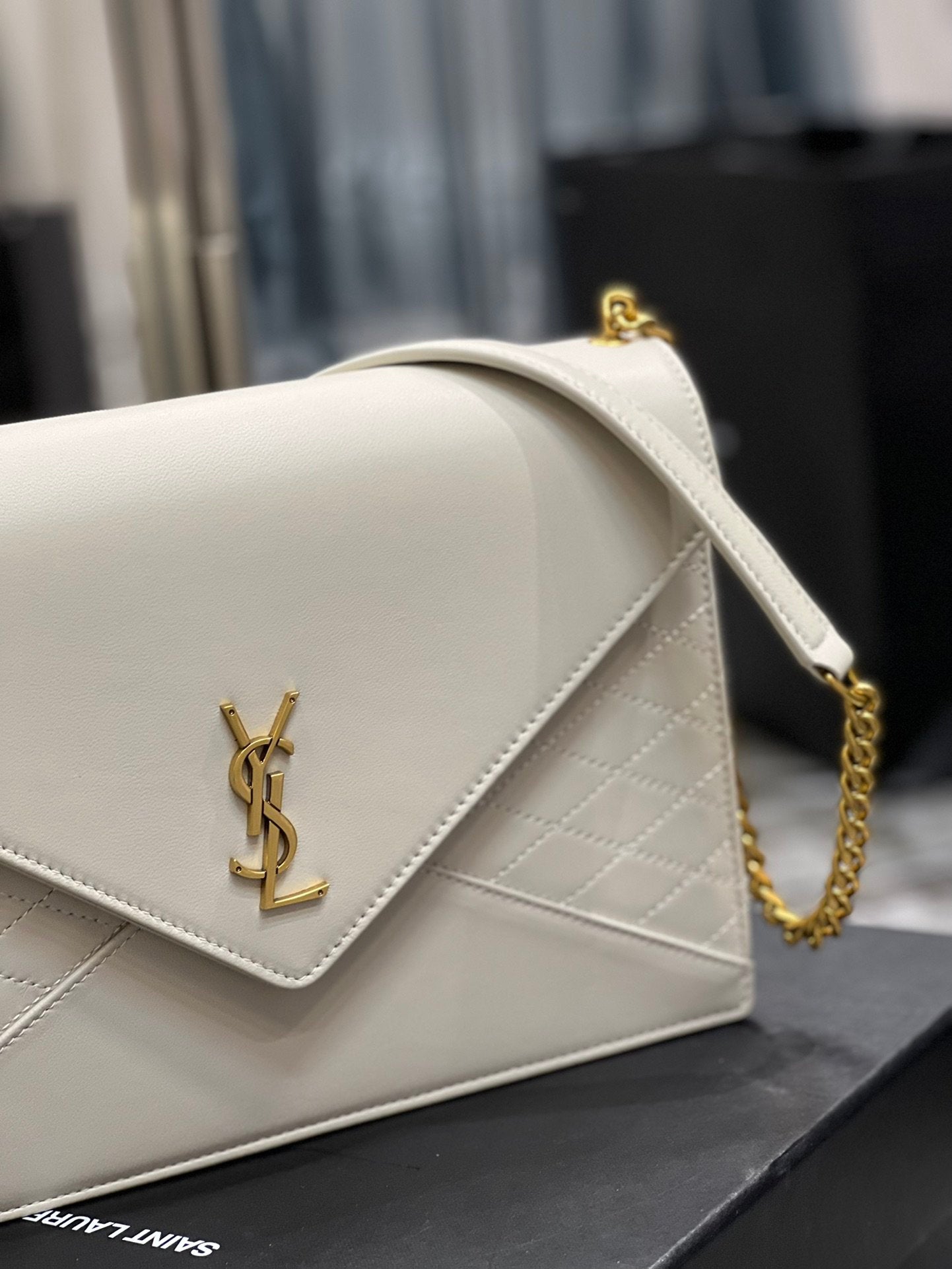 YSSL Gaby Chain Bag White With Gold Hardware For Women 10.4in/27cm YSL