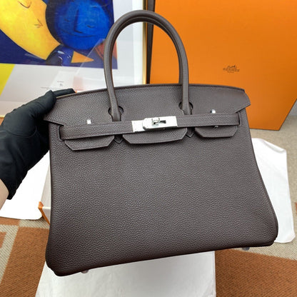 HM Birkin 30 Togo Dark Grey Bag Silver Hardware For Women, Women’s Handbags 11.8in/30cm