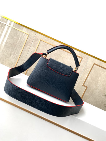 LV Capucines Mini Taurillon Navy Blue For Women,  Shoulder And Crossbody Bags 8.3in/21cm LV