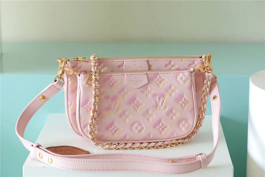 LV Multi Pochette Accessoires Monogram Empreinte Pink For Women, Women’s Handbags 9.4in/24cm LV M46093