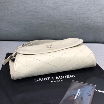 YSSL Niki Medium Crinkled Shoulder Bag White For Women 11in/28cm YSL