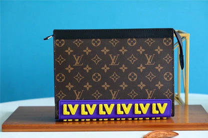 LV Pochette Voyage MM LV Rubber Monogram Canvas Brown For Men, Travel Accessories 27cm LV M80792