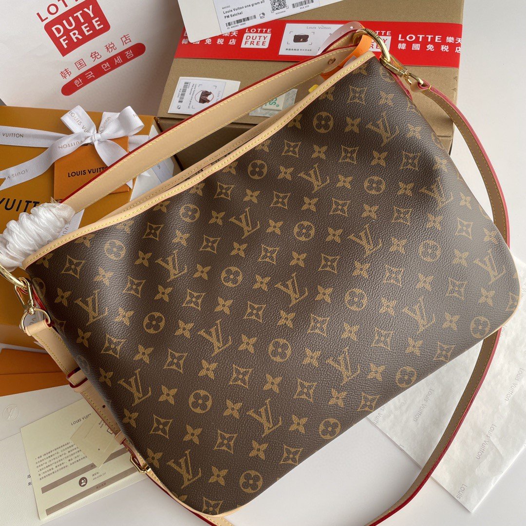 LV Delightful PM Monogram Canvas Natural For Women,  Shoulder Bags 33cm LV M40352