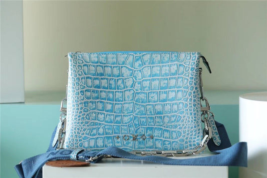 LV Coussin PM High Shiny Alligator Light Blue For Women,  Shoulder And Crossbody Bags 10.2n/26cm LV 