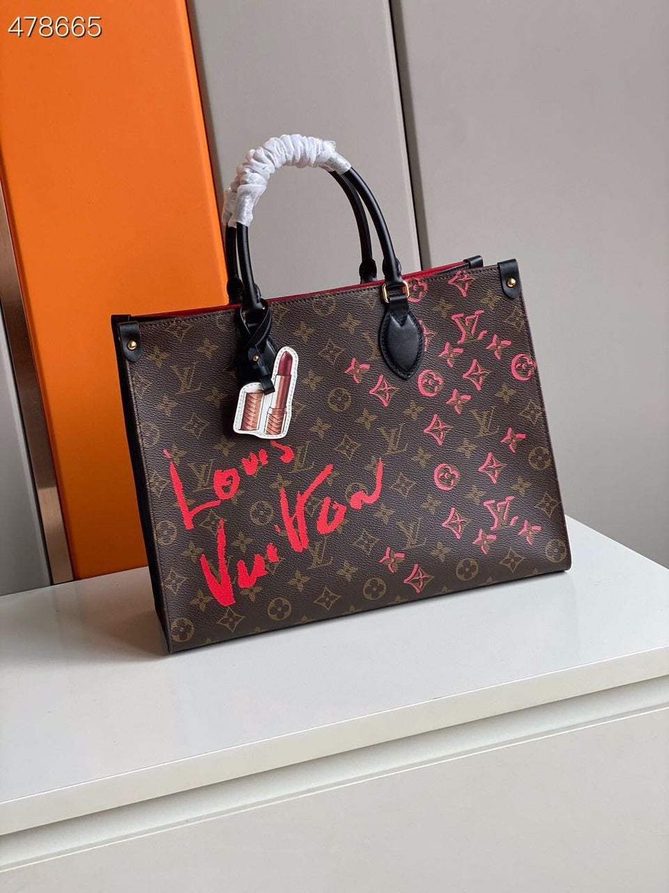 LV Onthego MM Fall In Love Monogram Heart Tote Bag Brown For Women 35cm LV