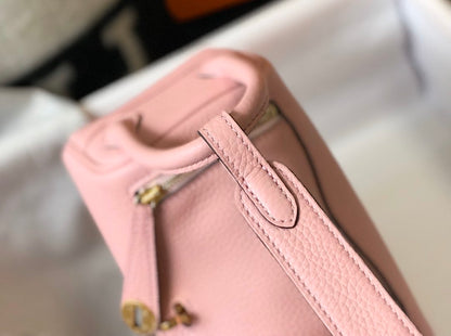 HM Lindy Mini Clemence Bag Pink With Gold Hardware For Women, Women’s Handbags, Shoulder And Crossbody Bags 7.5in/19cm