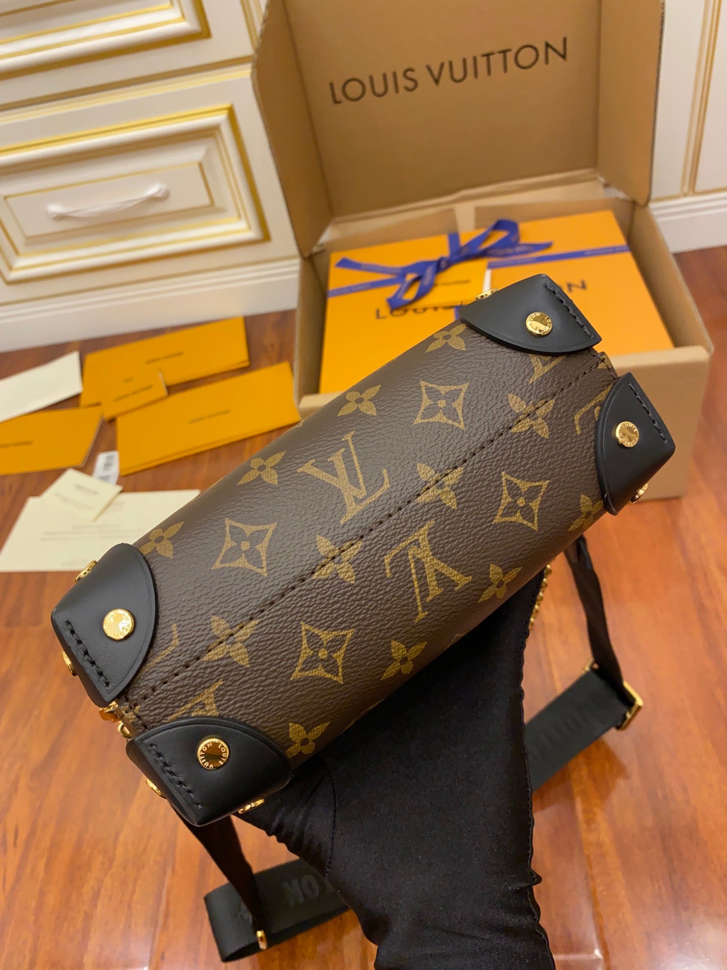 LV Petite Malle Souple Monogram Canvas Black For Women, WoHandbags 7.9in/20cm LV M45571