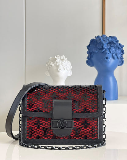 LV Limited Dauphine MM Bags By Nicolas Ghesquière With Monogram Lace Black For Women 25cm LV