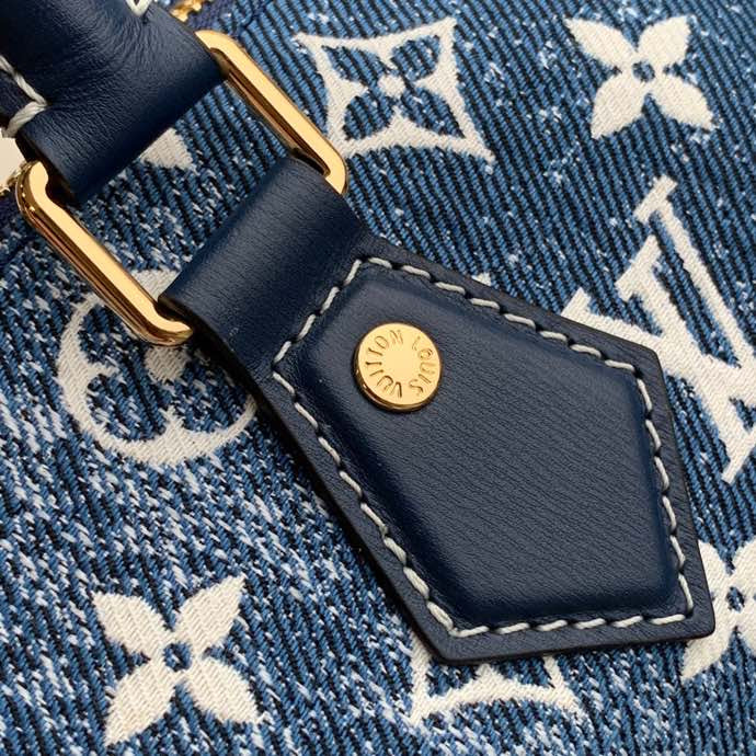 LV Speedy Bandouliere 25 Monogram Denim Jacquard Navy Blue For Women, WoHandbags 9.8in/25cm LV M59609