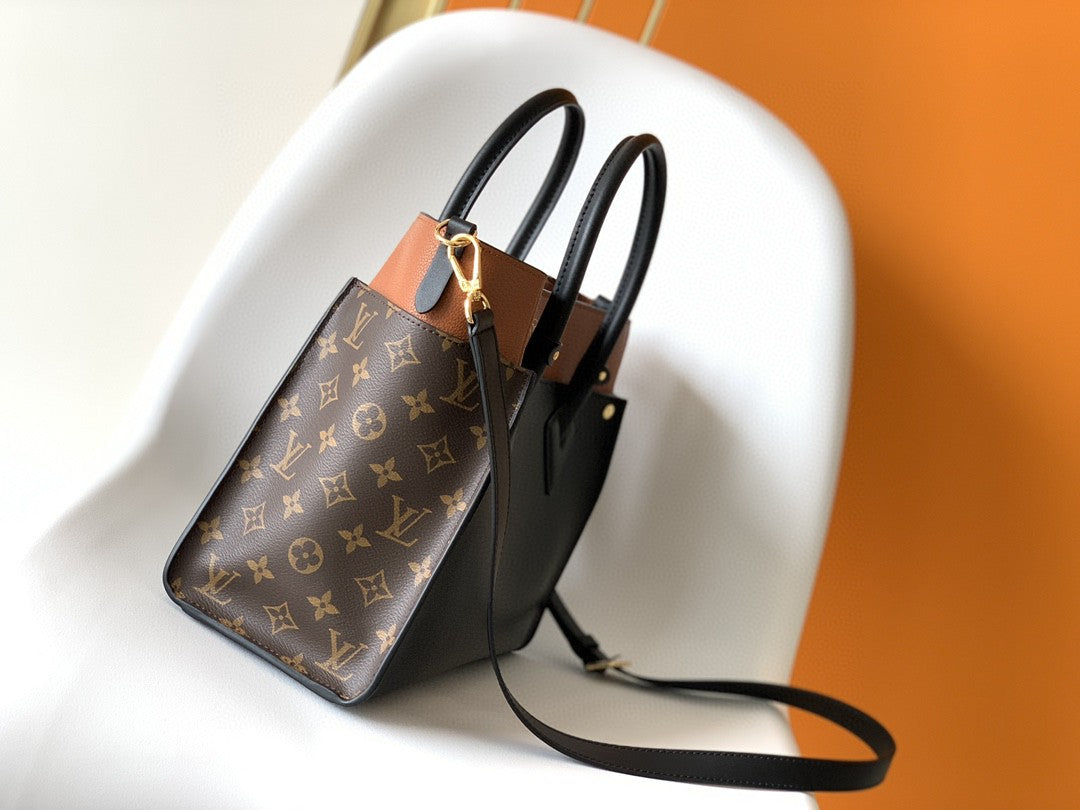 LV On My Side MM Tote Bag Monogram Canvas Black For Women,  Shoulder Bags 12in/31cm LV M53823