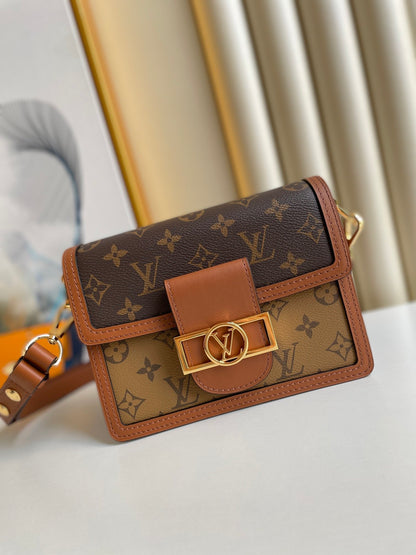 LV Mini Dauphine Monogram And Monogram Reverse Canvas By Nicolas Ghesquière For Spring-Summer, For Women  Shoulder Bags 20cm LV M45959