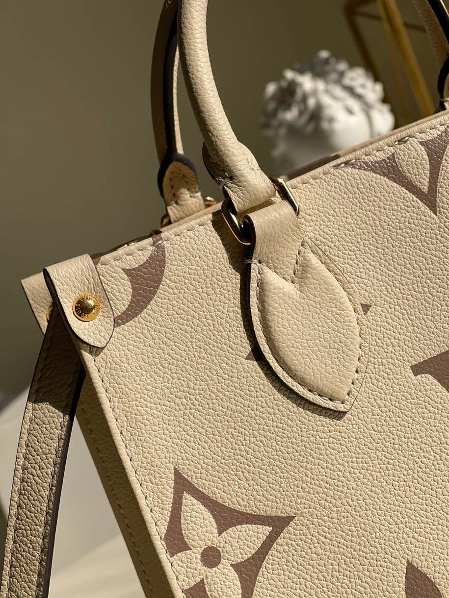 LV Onthego PM Monogram Empreinte Tourterelle Grey/Beige For Women,  Shoulder And Crossbody Bags 9.8in/25cm LV M45654