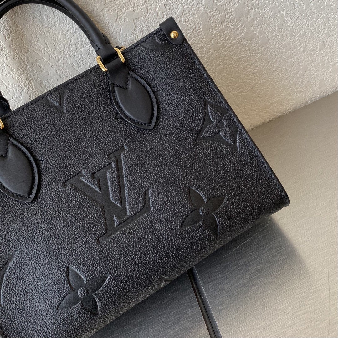 LV On The Go PM Bag Monogram Empreinte 9.8in/25cm Black LV M45653