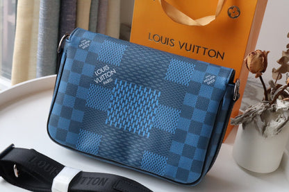 LV Studio Messenger Damier Graphite Blue For Men, Bags, Shoulder And Crossbody Bags 9.3in/25.3cm LV N50026