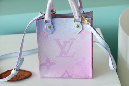 LV Petit Sac Plat Bag In Monogram Canvas For Women 17cm/6.7 Inches Sunrise Pastel LV M81341