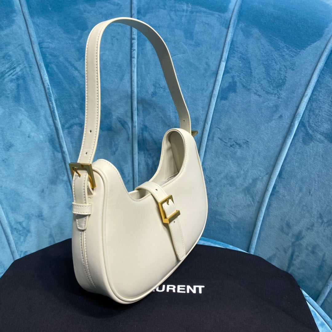 YSSL Le Fermoir Hobo Bag White For Women 9.5in/24cm YSL 672615