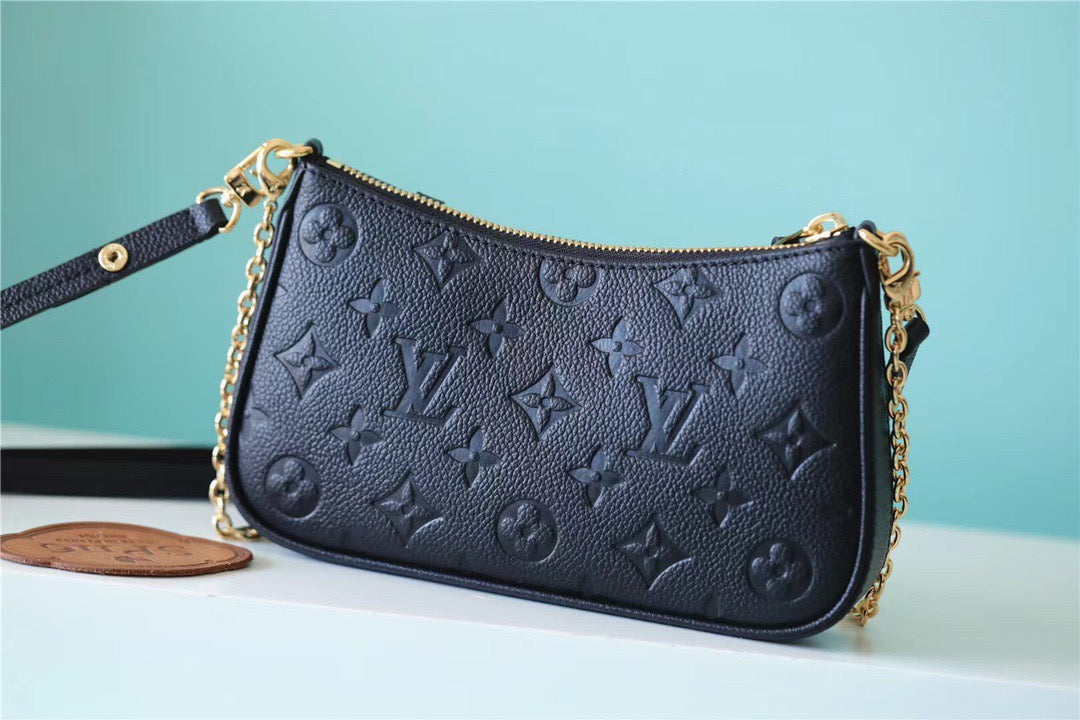 LV Easy Pouch On Strap Monogram Empreinte Black For Women, Women’s Handbags, Shoulder Bags And Crossbody Bags 7.5in/19cm LV M80349