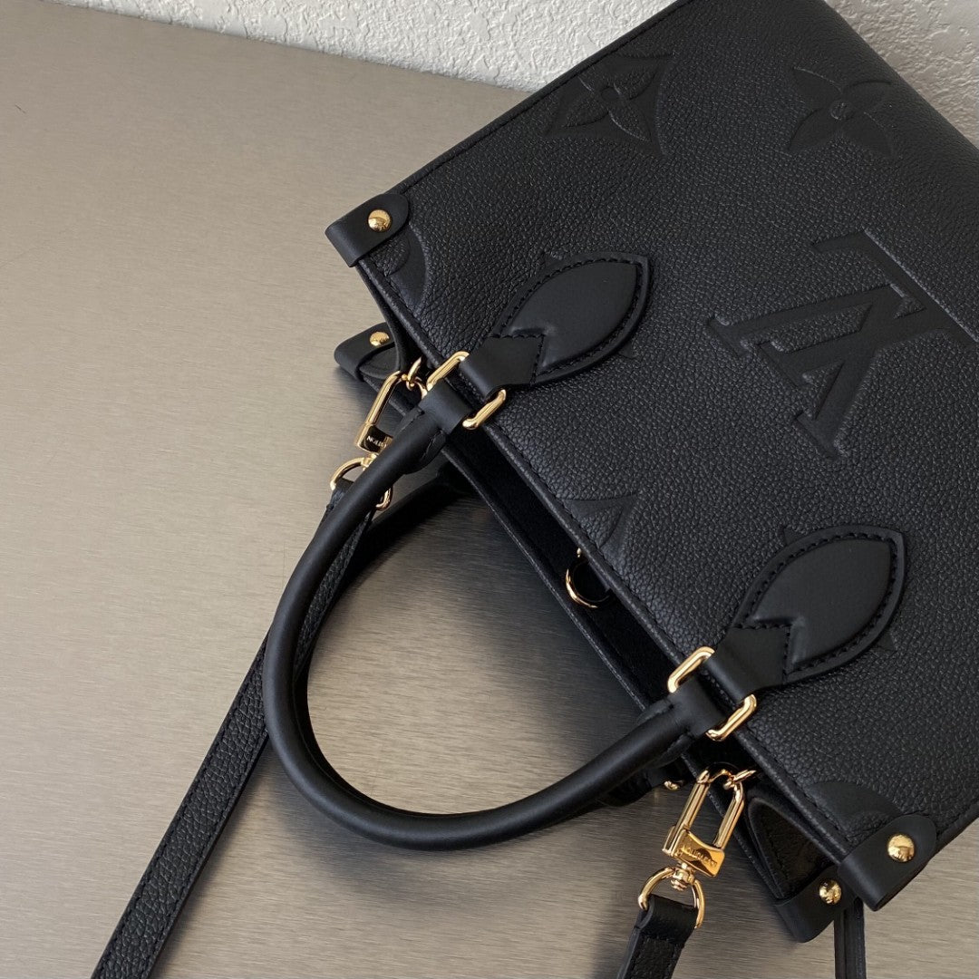 LV On The Go PM Bag Monogram Empreinte 9.8in/25cm Black LV M45653