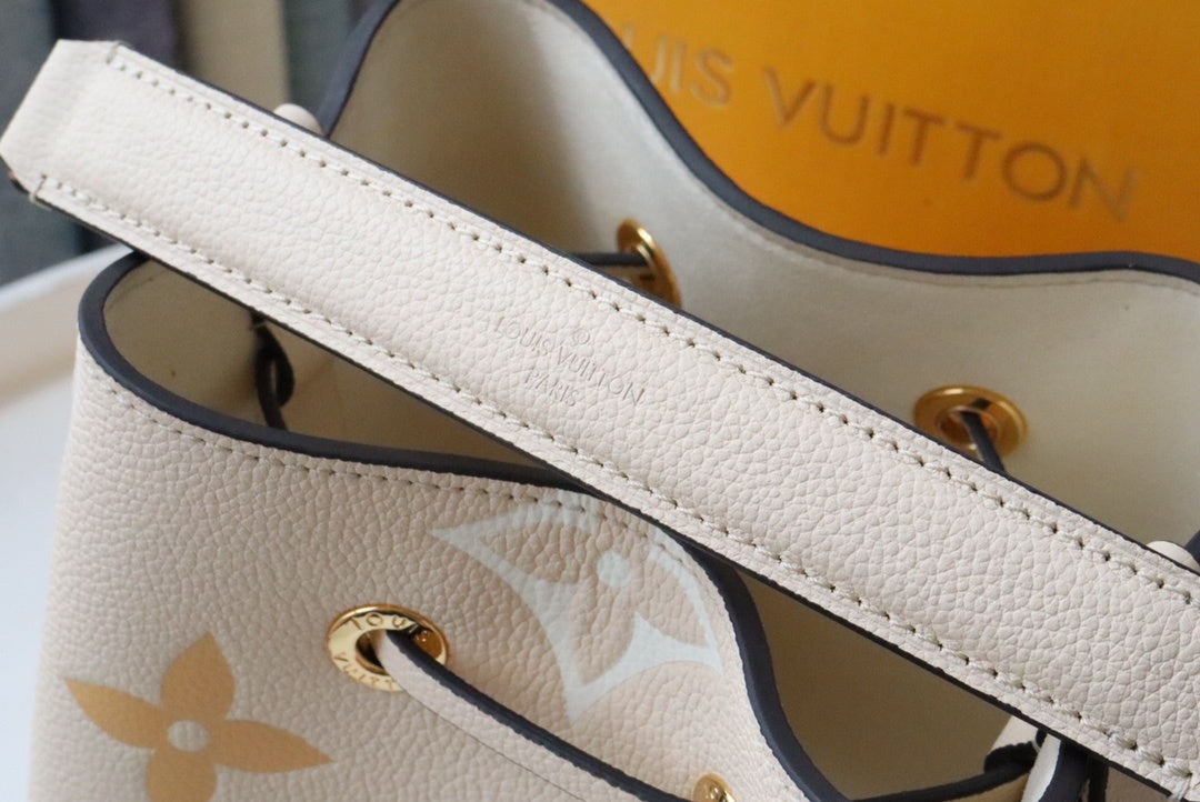 LV NeoNoe BB Bucket Bag Monogram Empreinte Cream/Saffron For Women, Women’s Bags, Shoulder Bags 7.9in/20cm LV M45716