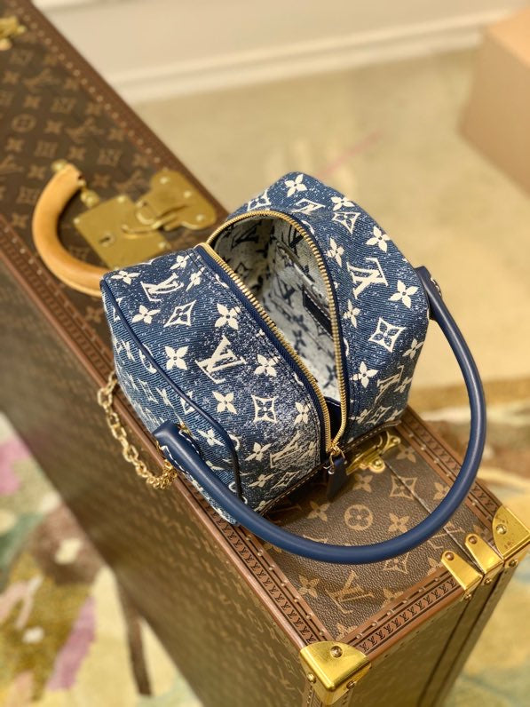 LV Square Bag Denim Jacquard Blue By Nicolas Ghesquiere For Women, WoBags 6.3in/16cm LV M59611