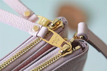 LV Double Zip Pochette Monogram Empreinte Candy Pink For Women,  Shoulder And Crossbody Bags 20cm/7.9in LV M81429