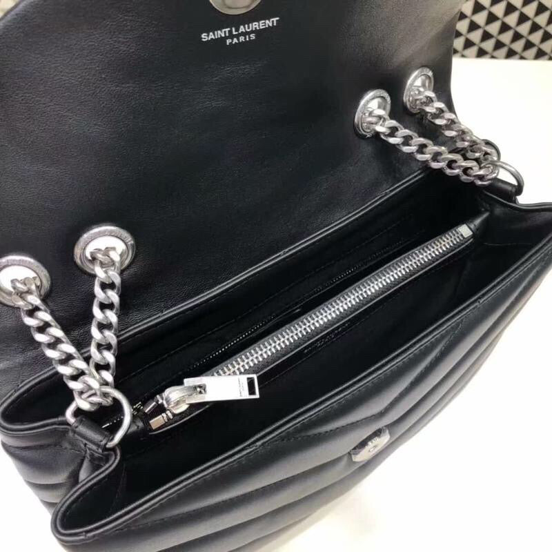 YSSL Loulou Small Chain Bag In Matelassé "Y" Black For Women 9.8in/23cm YSL 494699DV7261000