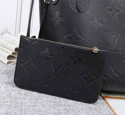 LV Neverfull MM Tote Bag Monogram Empreinte Black For Women,  Shoulder Bags 12.2in/31cm LV M45685