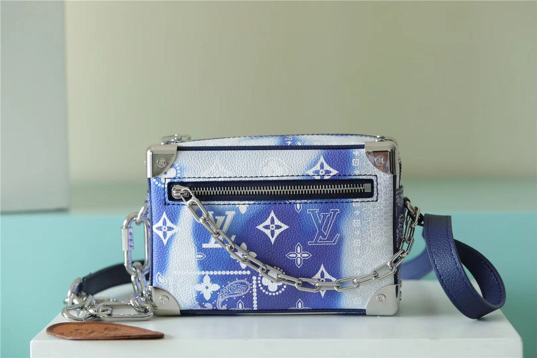 LV Mini Soft Trunk Monogram Bandana Blue For Men, Bags, Shoulder And Crossbody Bags 7.3in/18.5cm LV M20557