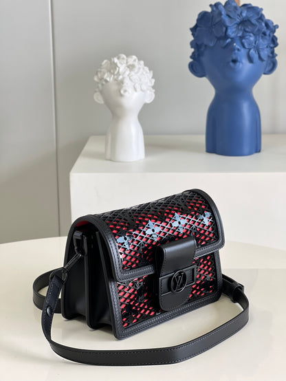 LV Limited Mini Dauphine Bags By Nicolas Ghesquière With Monogram Lace Black For Women 20cm LV M20595