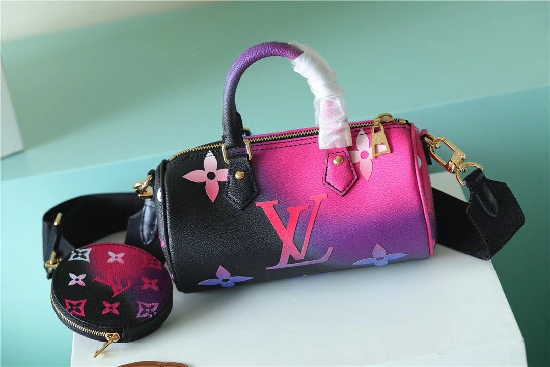 LV Papillon BB Bag Classic Monogram For Women 20cm Midnight Fuchsia LV M59860