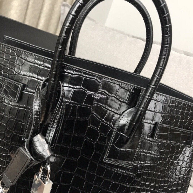 YSSL Sac De Jour Small In Embossed Crocodile Black For Women 12.5in/32cm YSL  378299DND1N1000