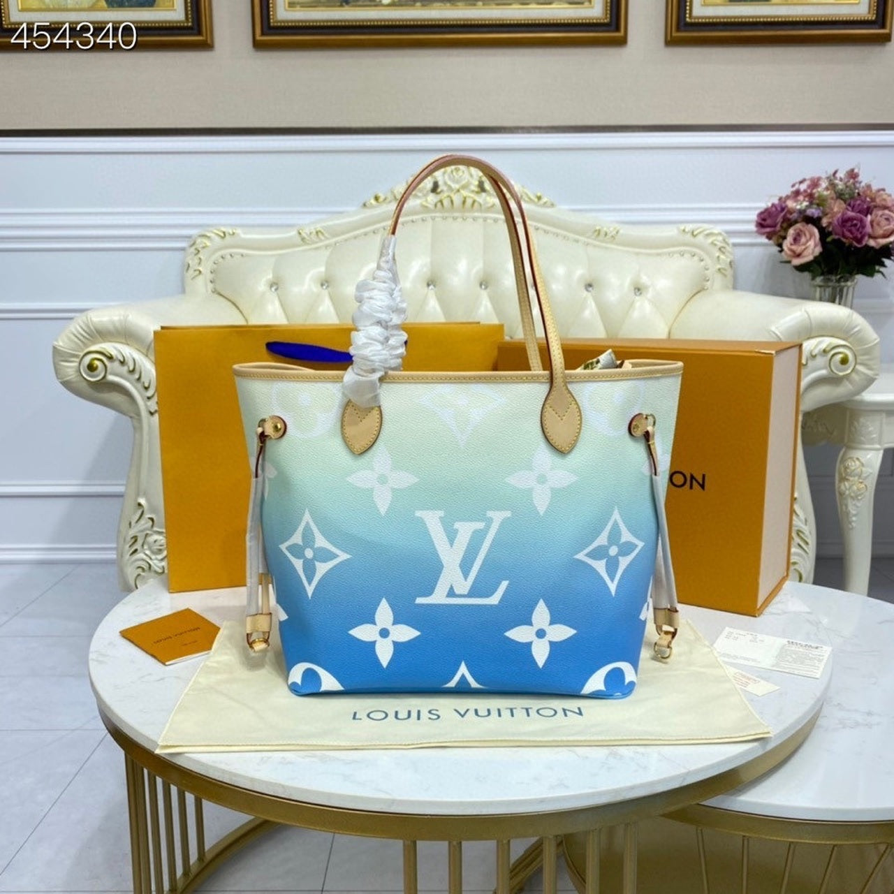 LV Neverfull MM Tote Bag Monogram Giant Canvas Blue For Women,  Shoulder Bags 12.2in/31cm LV M45678