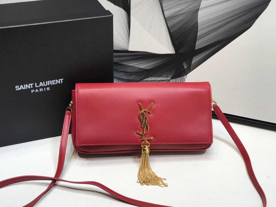 YSSL Kate Tassel Small Shoulder Bag Red For Women 10.2in/26cm YSL 