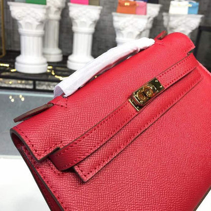 HM Mini Kelly KP Pochette Red For Women Gold Toned Hardware 8.7in/22cm