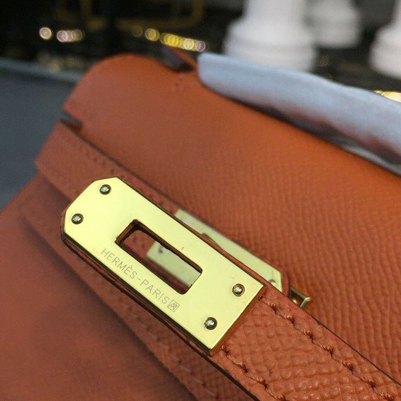 HM Mini Kelly KP Pochette Orange For Women Gold Toned Hardware 8.7in/22cm 