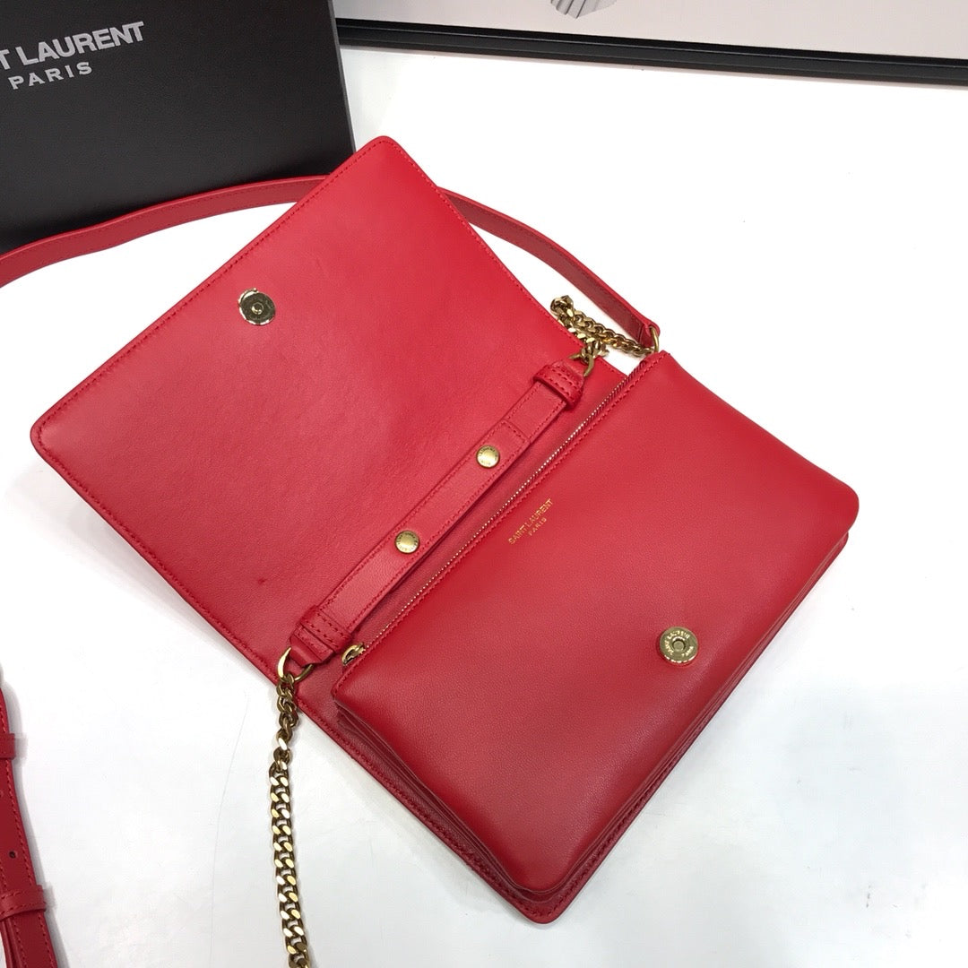 YSSL Angie Patent Handbag Red For Women 8.6in/22cm YSL