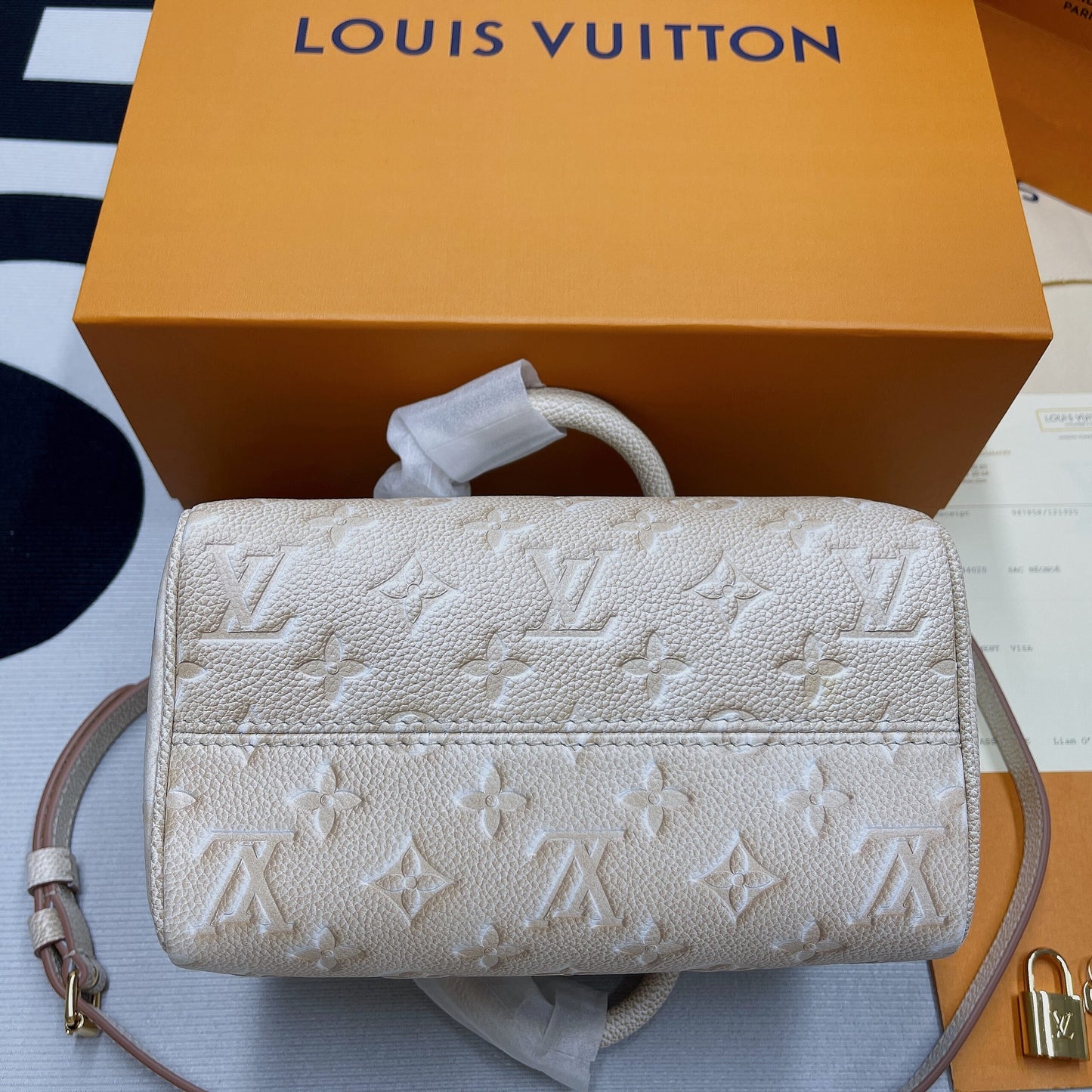 LV Speedy Bandouliere 20 Monogram Empreinte Pale Beige For Women,  Shoulder And Crossbody Bags 20.5cm/8.1in LV M46163