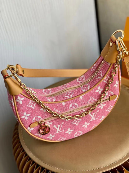 LV Loop Denim Pink For Women,  Shoulder Bags 9.1in/23cm LV