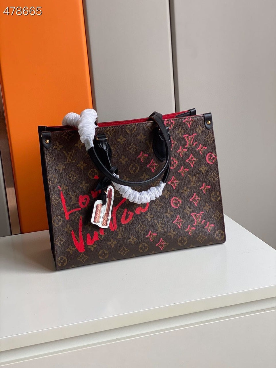 LV Onthego MM Fall In Love Monogram Heart Tote Bag Brown For Women 35cm LV