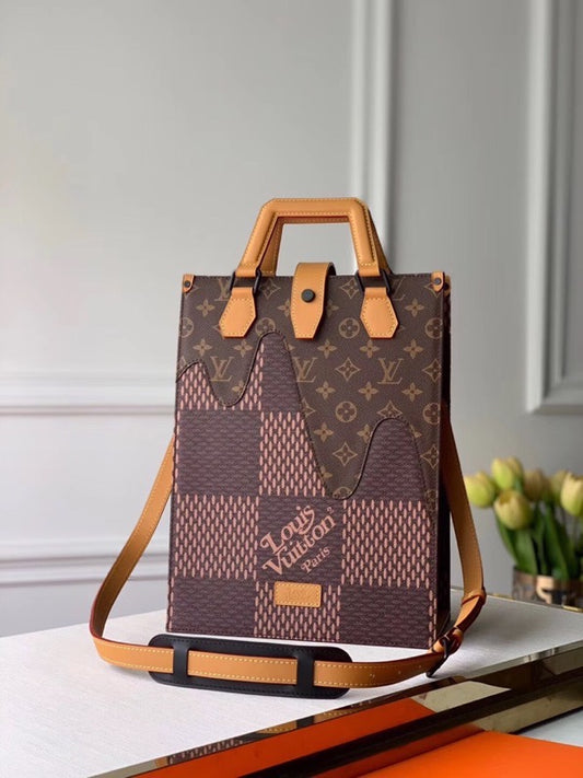 LV Nigo Mini Tote Bag Damier Ebene And Monogram Canvas For Women, WoBags, Shoulder And Crossbody Bags 13.8in/35cm LV N40355