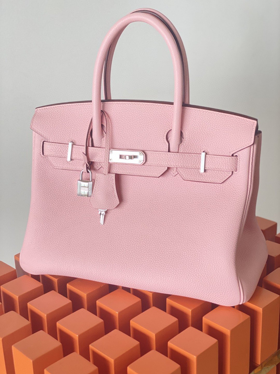 HM Birkin Nata Swift Pink For Women Silver Toned Hardware 11.8in/30cm