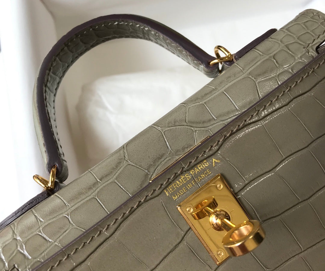 HM Kelly Grey For Women Gold Toned Hardware 7.8in/20cm