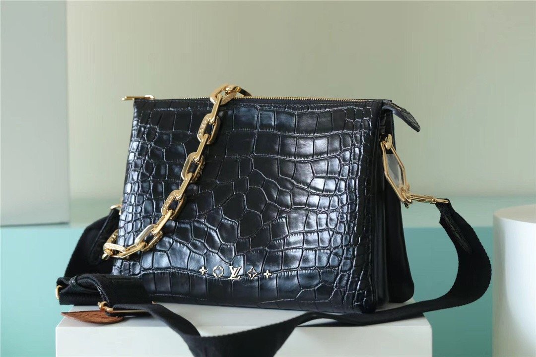 LV Coussin PM High Shiny Alligator Black For Women,  Shoulder And Crossbody Bags 10.2n/26cm LV 