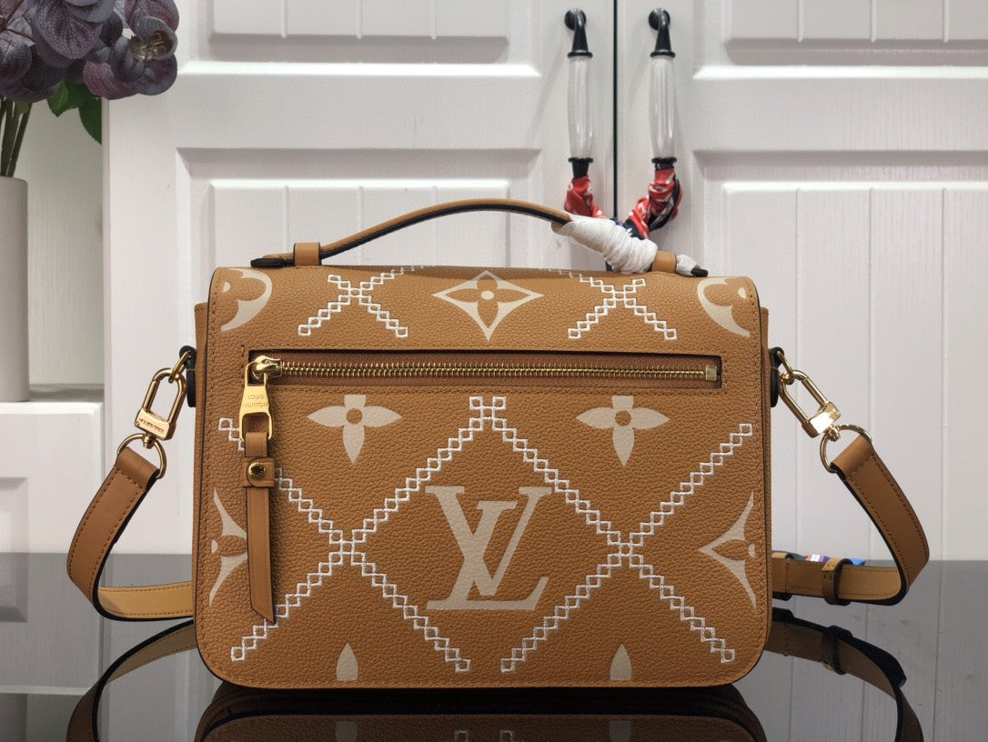 LV Pochette Metis Monogram Empreinte Arizona Brown For Spring,  Shoulder And Crossbody Bags 9.8in/25cm LV M46018