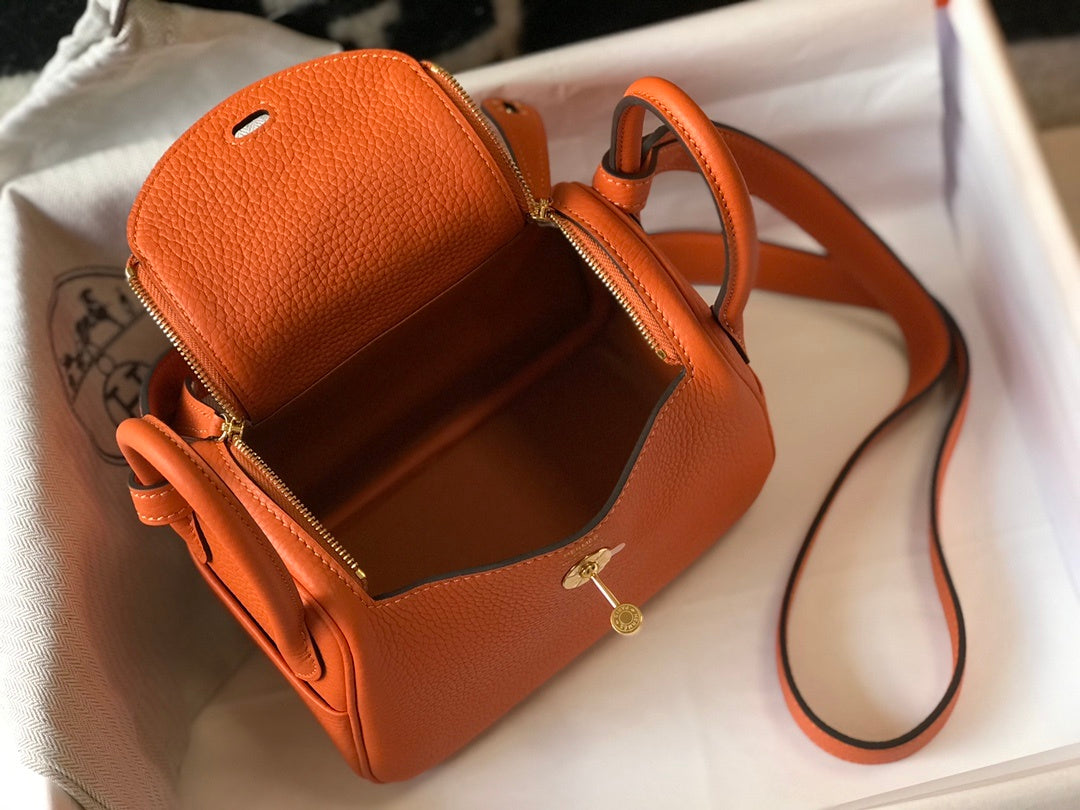 HM Lindy Mini Clemence Bag Orange For Women, Women’s Handbags, Shoulder And Crossbody Bags 7.5in/19cm