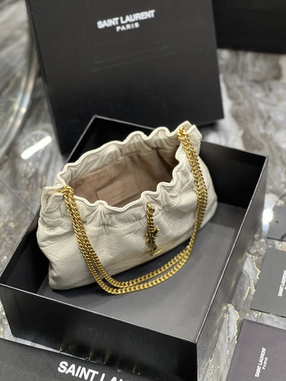 YSSL Hobo Mini Bag White With Bronze Toned Hardware For Women 9.4in/24cm YSl